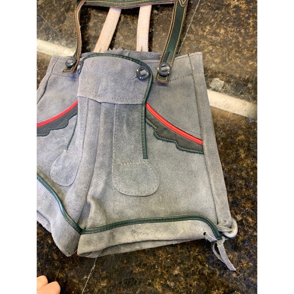 1960s Vintage Leather Suede LEDERHOSEN German Oktoberfest Festival Shorts Child - Picture 2 of 11